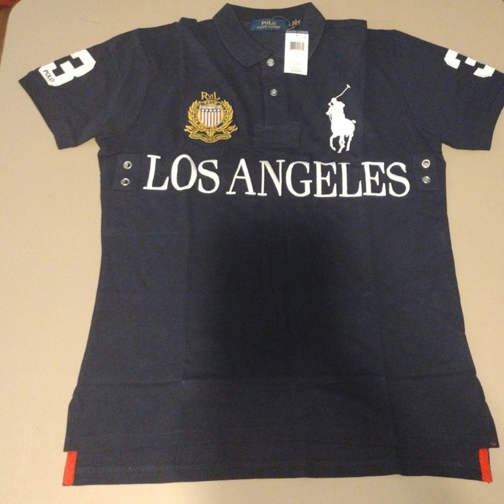 Polo Ralph Lauren Big Pony Los Angeles #3 Custom Slim Fit Mesh Polo - Medium